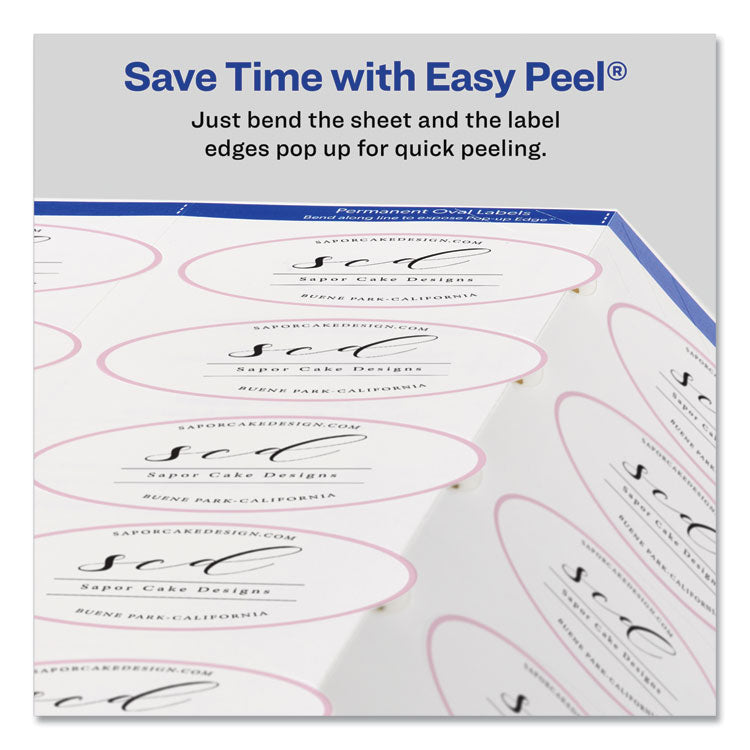 Oval Labels with Sure Feed and Easy Peel, 1.5 x 2.5, Glossy White, 180/Pack 7