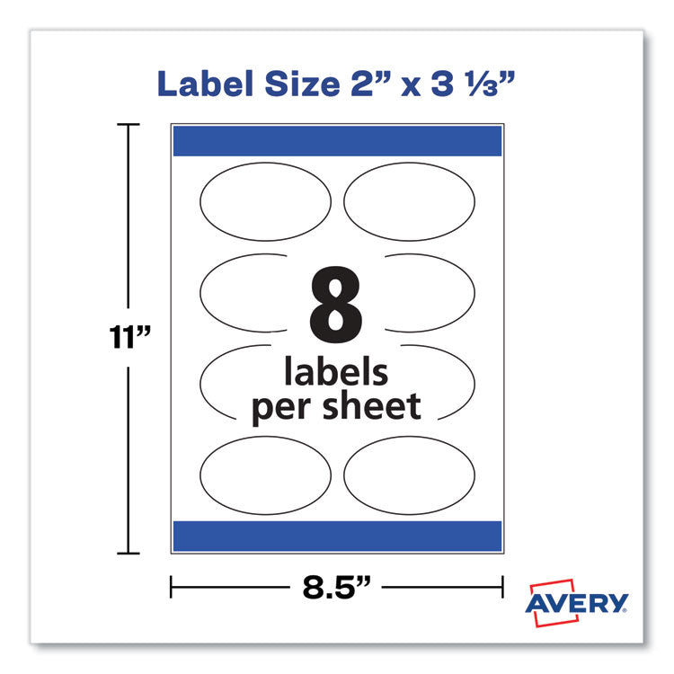 Oval Labels W/ Sure Feed And Easy Peel, 2 X 3.33, Glossy White, 80/pack 5