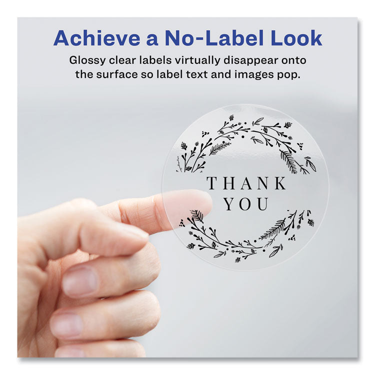 Round Print-To-The Edge Labels With Sure Feed And Easy Peel, 2" Dia, Glossy Clear, 120/pk 2