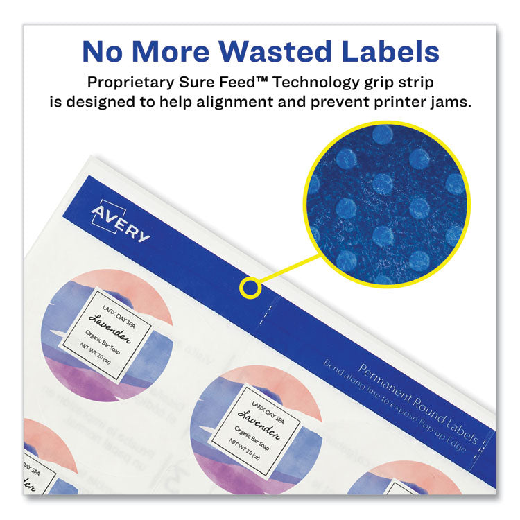 Round Print-To-The Edge Labels With Sure Feed And Easy Peel, 2" Dia, Glossy Clear, 120/pk 4