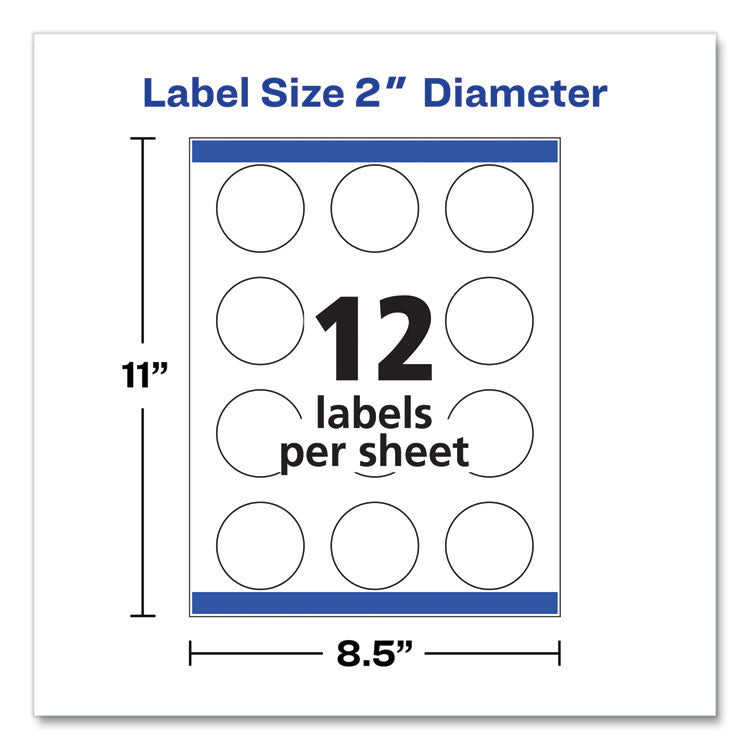 Round Print-To-The Edge Labels With Sure Feed And Easy Peel, 2" Dia, Glossy Clear, 120/pk 7