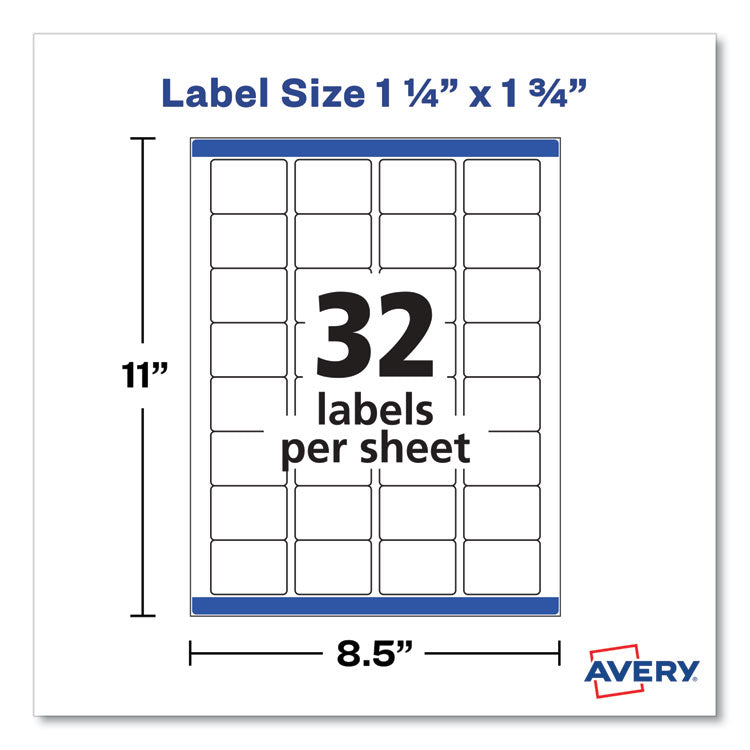 Removable Durable White Rectangle Labels w/ Sure Feed, 1.25 x 1.75, 256/PK 5