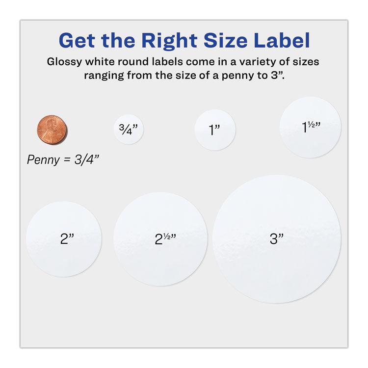 Round Print-To-The Edge Labels With Surefeed, 2.5" Dia, Glossy White, 90/pk 8