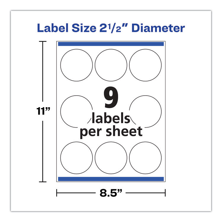 Round Print-To-The Edge Labels With Surefeed, 2.5" Dia, Glossy White, 90/pk 7