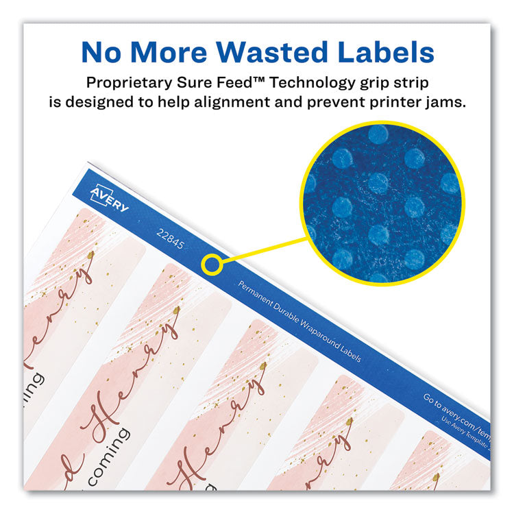 Water-Resistant Wraparound Labels w/ Sure Feed, 9.75 x 1.25, White, 40/Pack 5