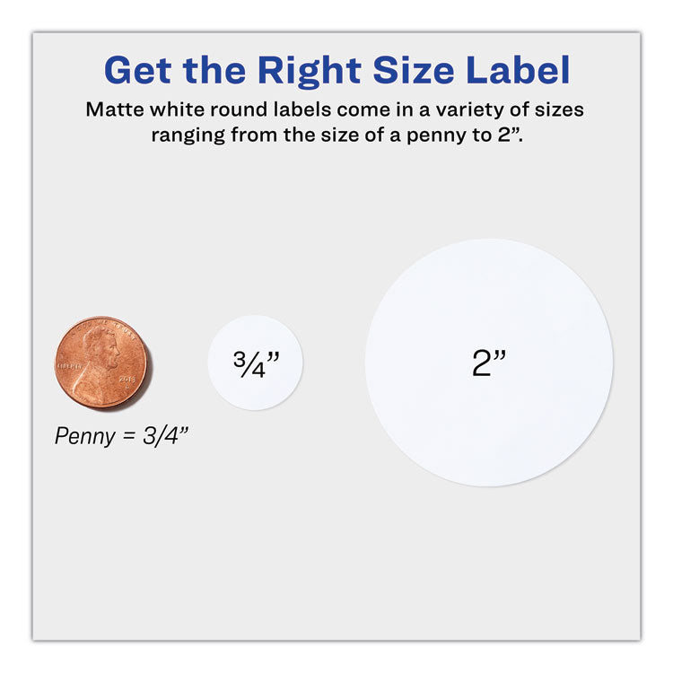 Round Print-to-the Edge Labels with SureFeed and EasyPeel, 2" dia, Matte White, 300/Pack 8