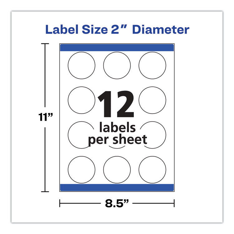 Round Print-to-the Edge Labels with SureFeed and EasyPeel, 2" dia, Matte White, 300/Pack 7