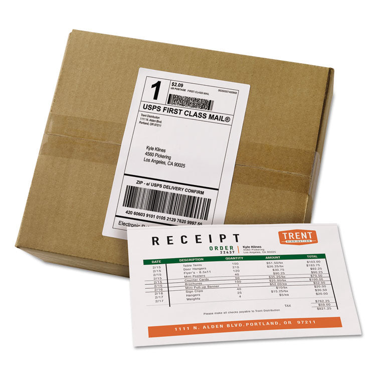 Shipping Labels With Paper Receipt Bulk Pack, Inkjet/laser Printers, 5.06 X 7.63, White, 100/box 1