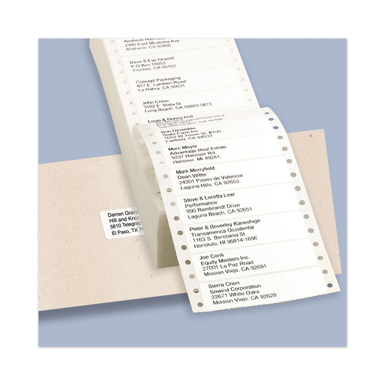 Dot Matrix Printer Mailing Labels, Pin-Fed Printers, 0.94 X 3.5, White, 5,000/box 2