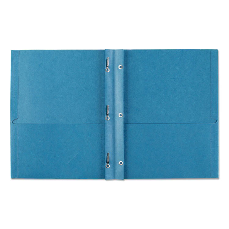 Two-Pocket Folder, Prong Fastener, 0.5" Capacity, 11 X 8.5, Light Blue, 25/box 8