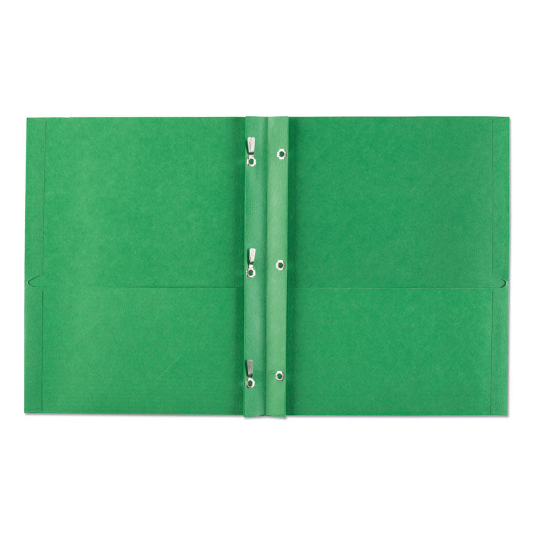 Two-Pocket Folder, Prong Fastener, 0.5" Capacity, 11 X 8.5, Green, 25/box 8