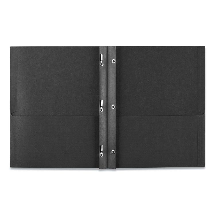 Two-Pocket Folder, Prong Fastener, 0.5" Capacity, 11 X 8.5, Black, 25/box 8