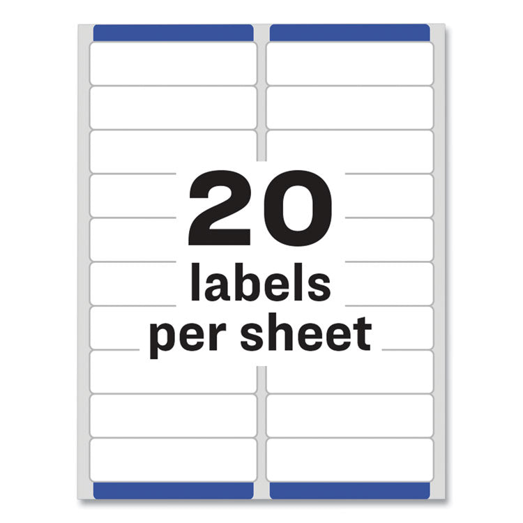 Easy Peel White Address Labels W/ Sure Feed Technology, Laser Printers, 1 X 4, White, 20/sheet, 100 Sheets/box 2