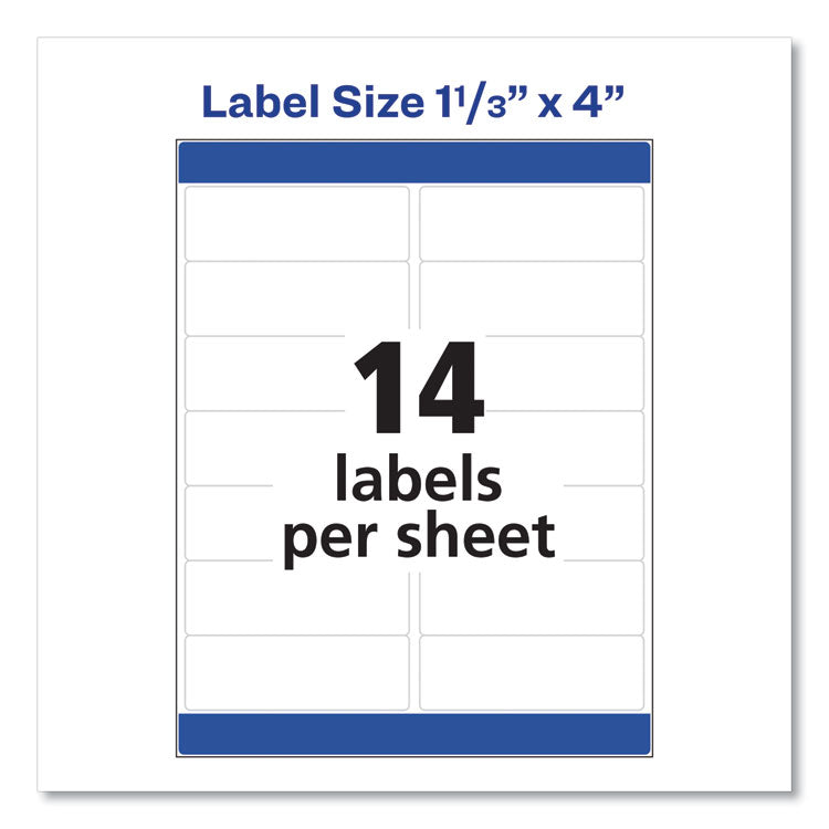 Easy Peel White Address Labels W/ Sure Feed Technology, Laser Printers, 1.33 X 4, White, 14/sheet, 100 Sheets/box 2