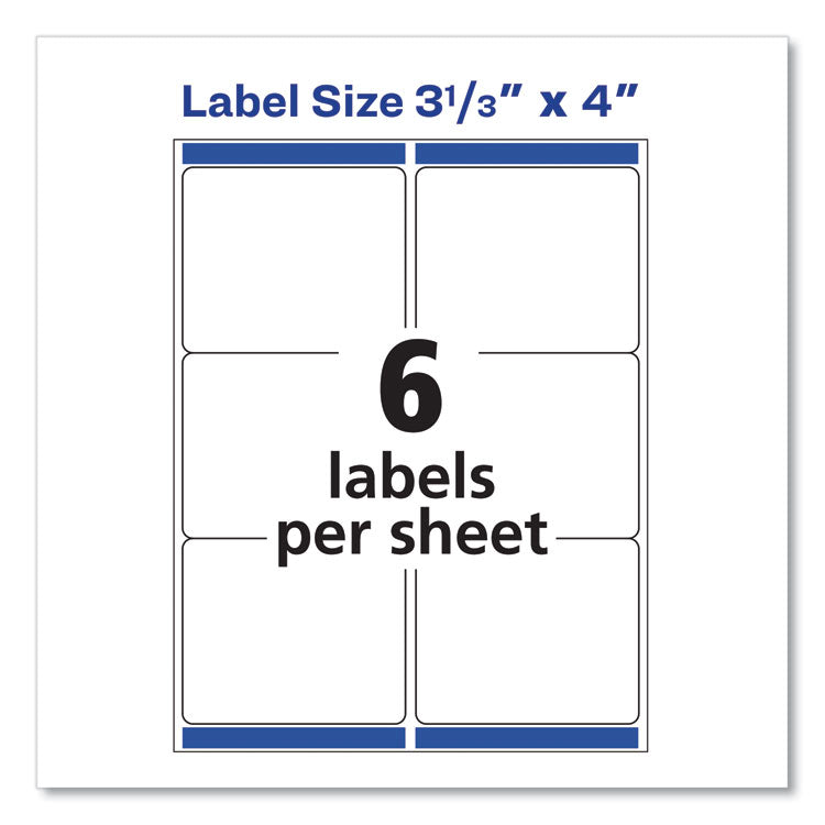 Shipping Labels W/ Trueblock Technology, Laser Printers, 3.33 X 4, White, 6/sheet, 100 Sheets/box 4