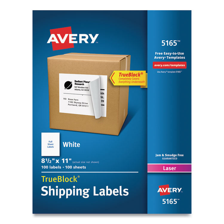 Shipping Labels With Trueblock Technology, Laser Printers, 8.5 X 11, White, 100/box 1