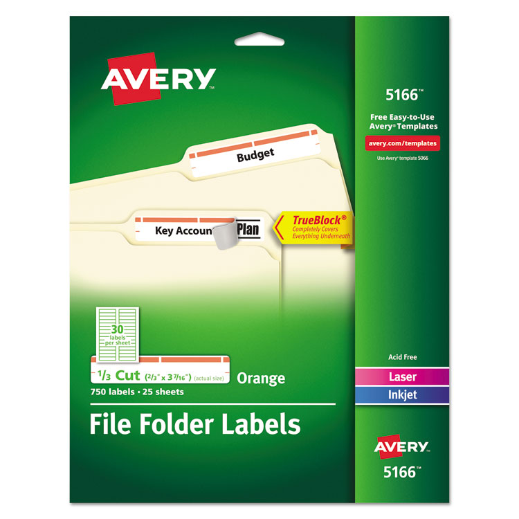 Permanent Trueblock File Folder Labels With Sure Feed Technology, 0.66 X 3.44, White, 30/sheet, 25 Sheets/pack 1