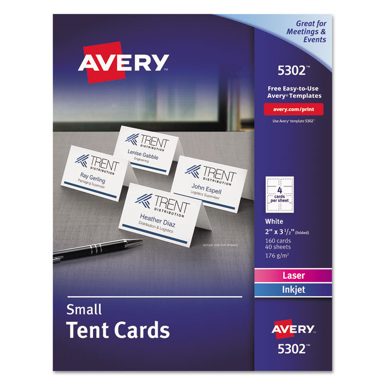 Small Tent Card, White, 2 X 3.5, 4 Cards/sheet, 40 Sheets/pack 1