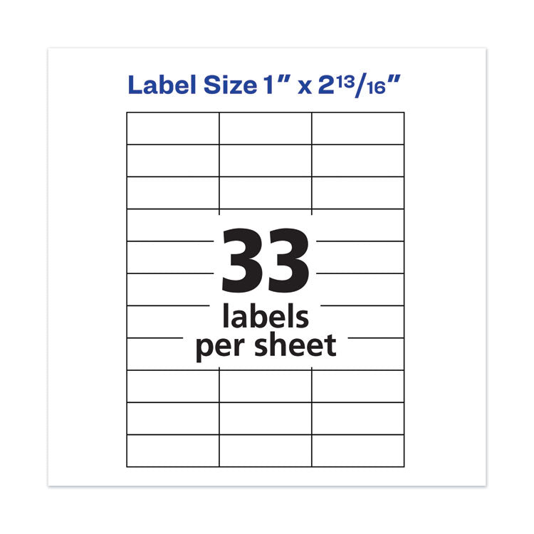 Copier Mailing Labels, Copiers, 1 X 2.81, White, 33/sheet, 100 Sheets/box 6