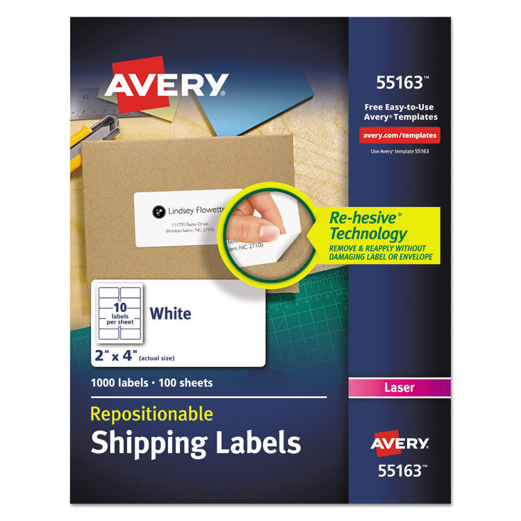 Repositionable Shipping Labels W/sure Feed, Inkjet/laser, 2 X 4, White, 1000/box 1