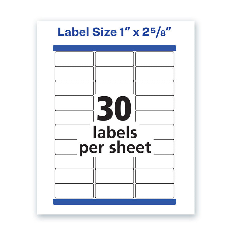 Waterproof Address Labels With Trueblock And Sure Feed, Laser Printers, 1 X 2.63, White, 30/sheet, 50 Sheets/pack 2