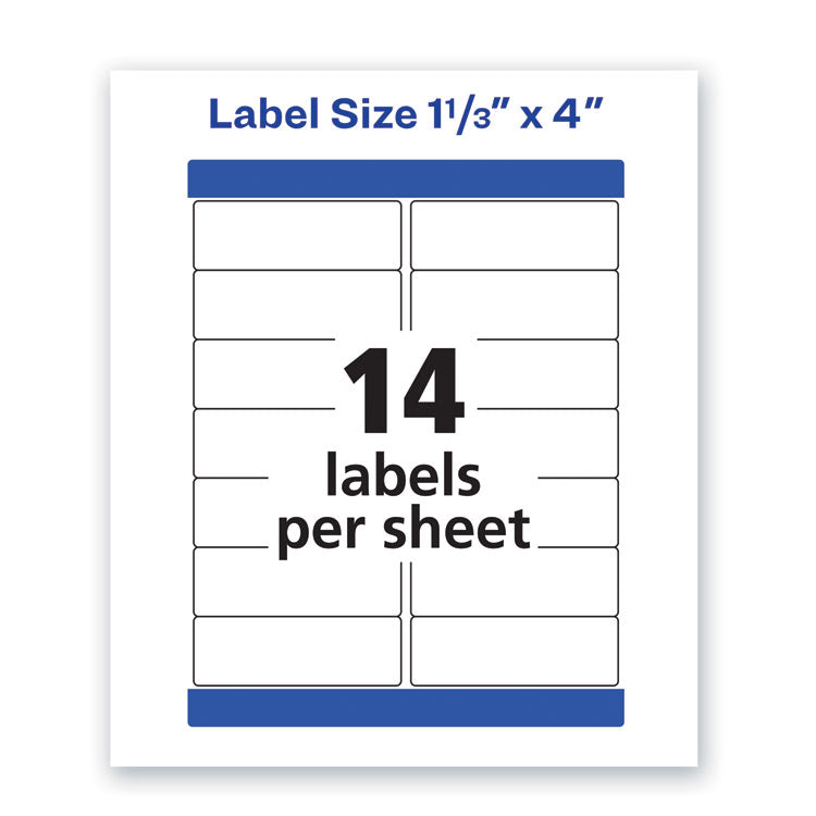 Waterproof Address Labels With Trueblock And Sure Feed, Laser Printers, 1.33 X 4, White, 14/sheet, 50 Sheets/pack 2