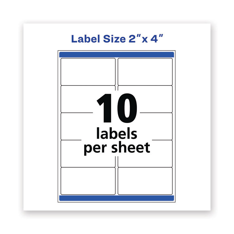 Waterproof Shipping Labels With Trueblock And Sure Feed, Laser Printers, 2 X 4, White, 10/sheet, 50 Sheets/pack 2