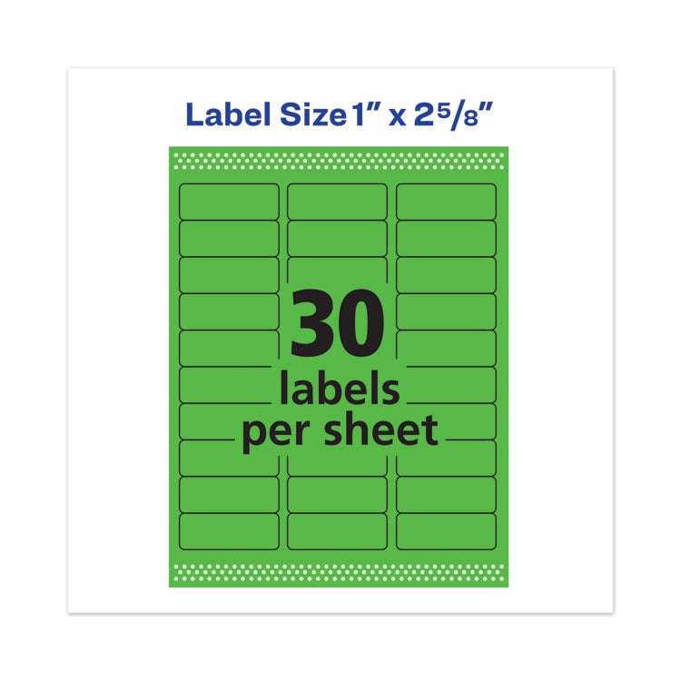 High-Visibility Permanent Laser ID Labels, 1 x 2.63, Neon Green, 750/Pack 6