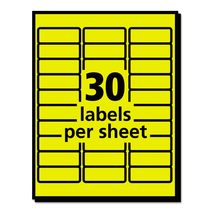 High-Visibility Permanent Laser ID Labels, 1 x 2.63, Neon Yellow, 750/Pack 6