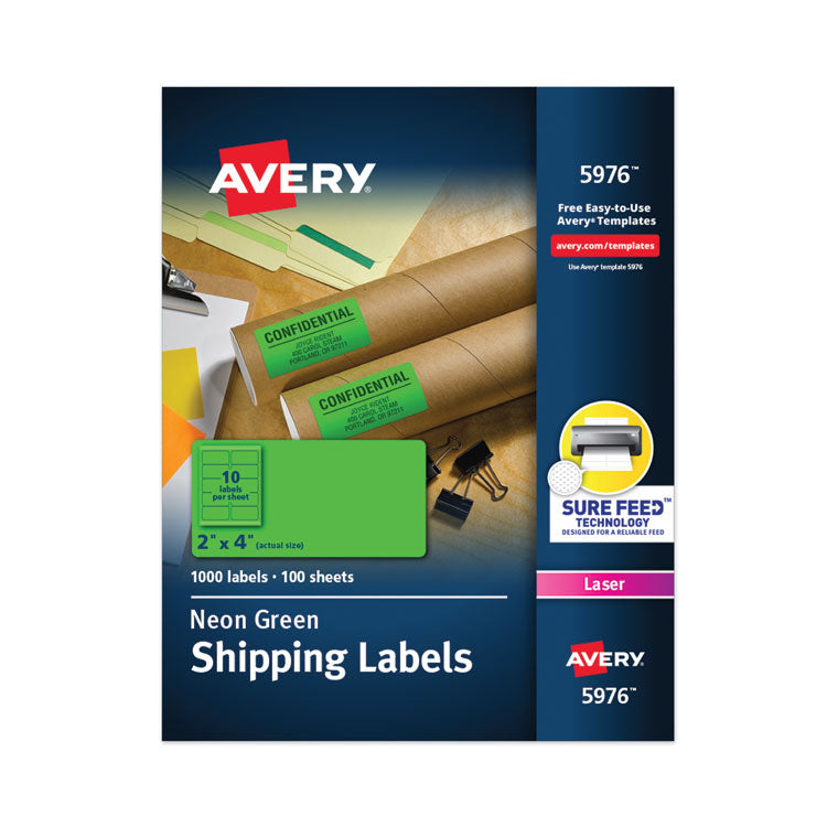 High-Visibility Permanent Laser Id Labels, 2 X 4, Neon Green, 1000/box 1