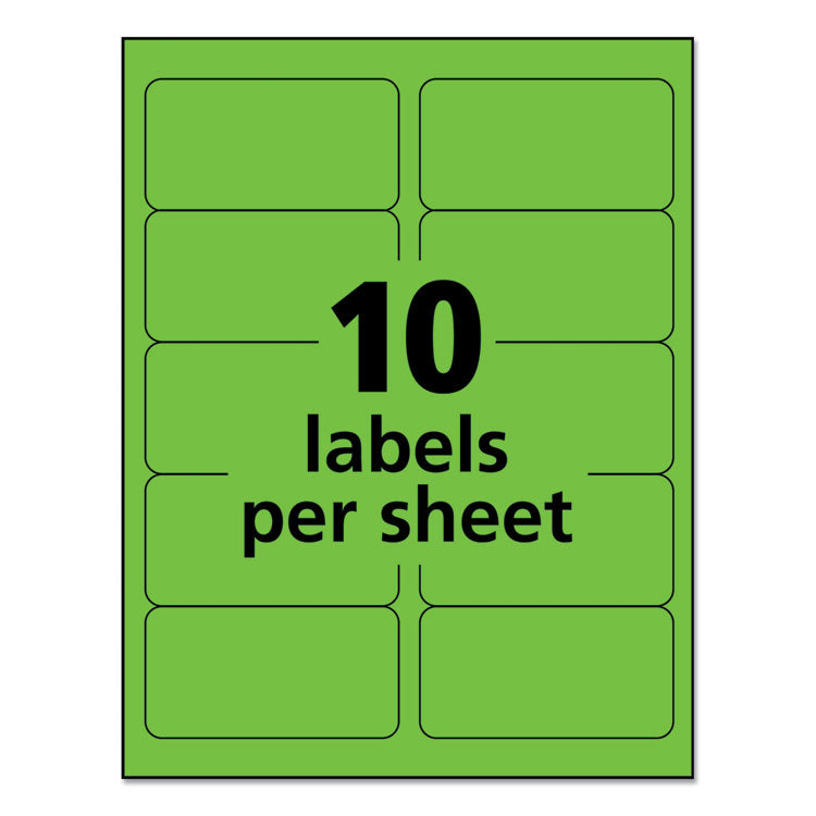 High-Visibility Permanent Laser Id Labels, 2 X 4, Neon Green, 1000/box 6