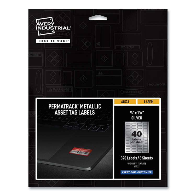 Permatrack Metallic Asset Tag Labels, Laser Printers, 0.75 X 1.5, Metallic Silver, 40/sheet, 8 Sheets/pack 1