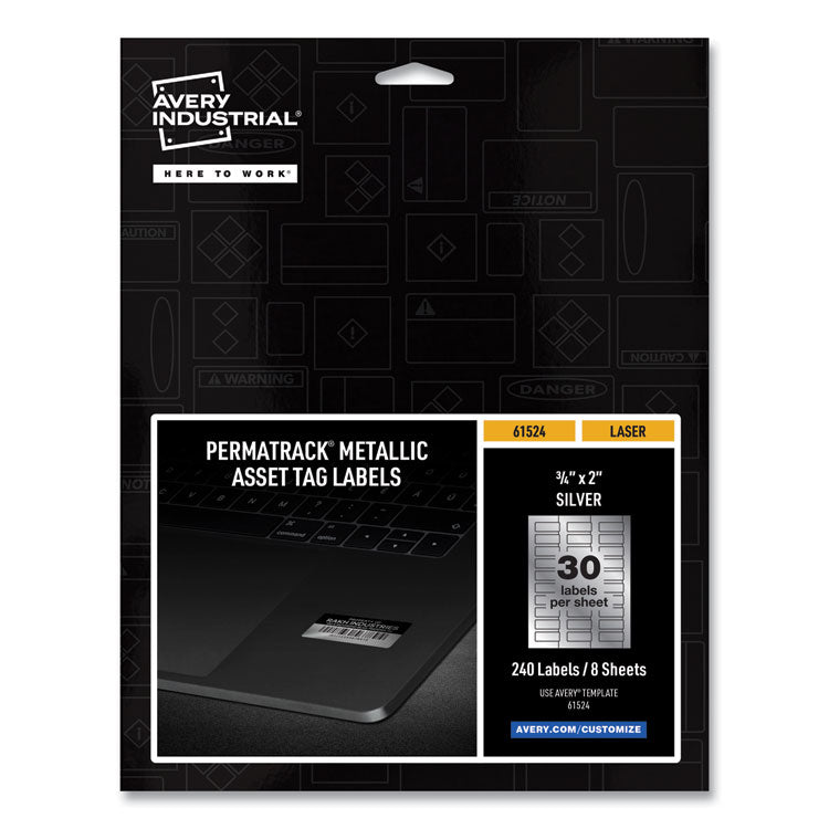 Permatrack Metallic Asset Tag Labels, Laser Printers, 0.75 X 2, Metallic Silver, 30/sheet, 8 Sheets/pack 1