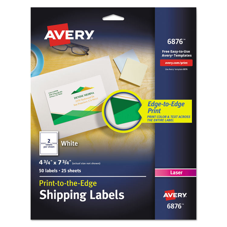 Vibrant Laser Color-Print Labels w/ Sure Feed, 4.75 x 7.75, White, 50/Pack 1