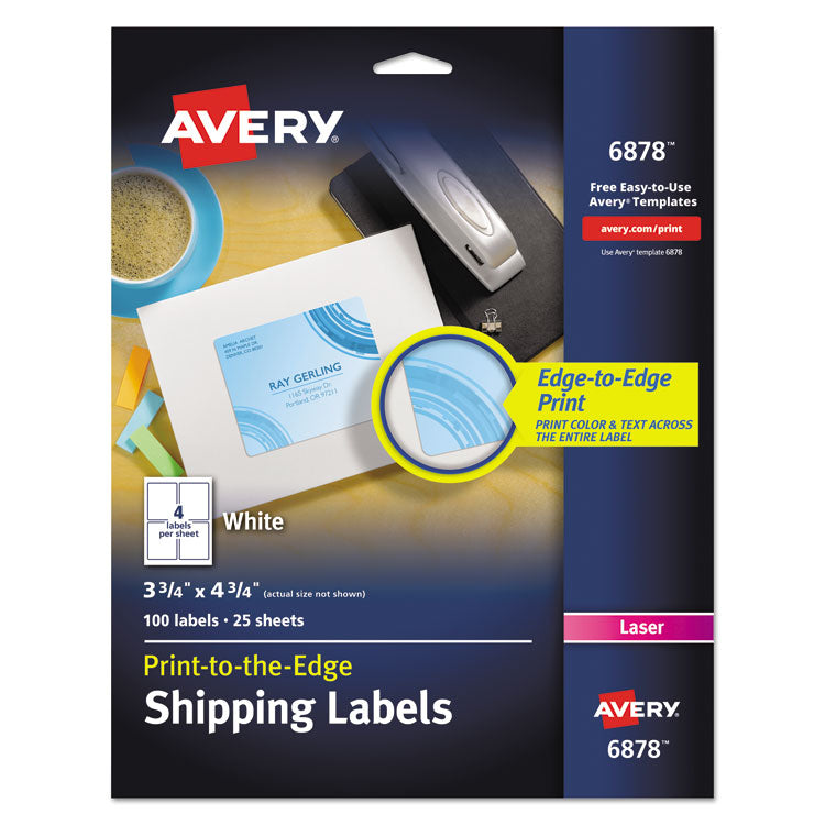 Vibrant Laser Color-Print Labels w/ Sure Feed, 3.75 x 4.75, White, 100/PK 1