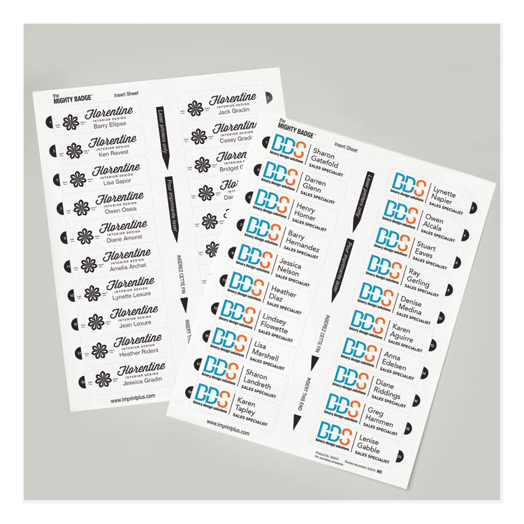 The Mighty Badge Name Badge Inserts, 1 X 3, Clear, Laser, 20/sheet, 5 Sheets/pack 8