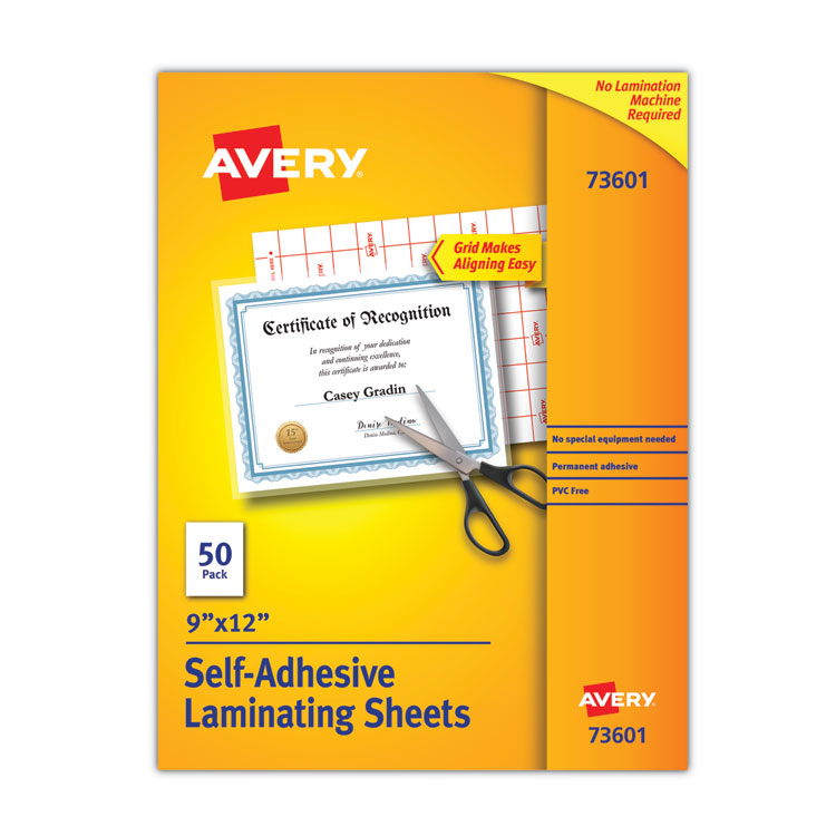 Clear Self-Adhesive Laminating Sheets, 3 Mil, 9" X 12", Matte Clear, 50/box 1