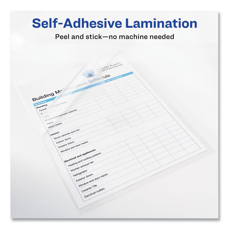 Clear Self-Adhesive Laminating Sheets, 3 Mil, 9" X 12", Matte Clear, 50/box 2