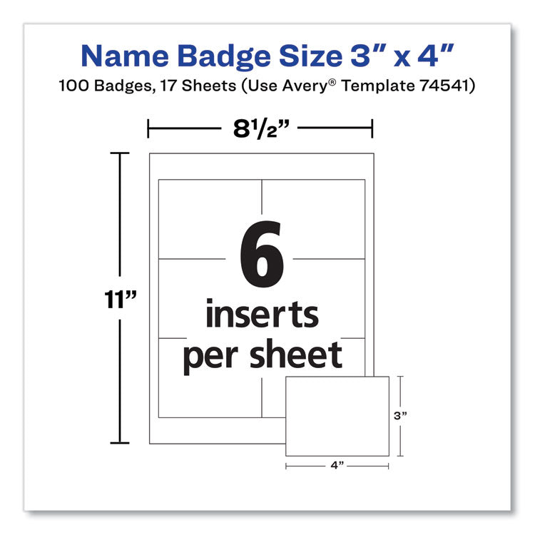 Clip-Style Name Badge Holder With Laser/inkjet Insert, Top Load, 4 X 3, White, 100/box 2