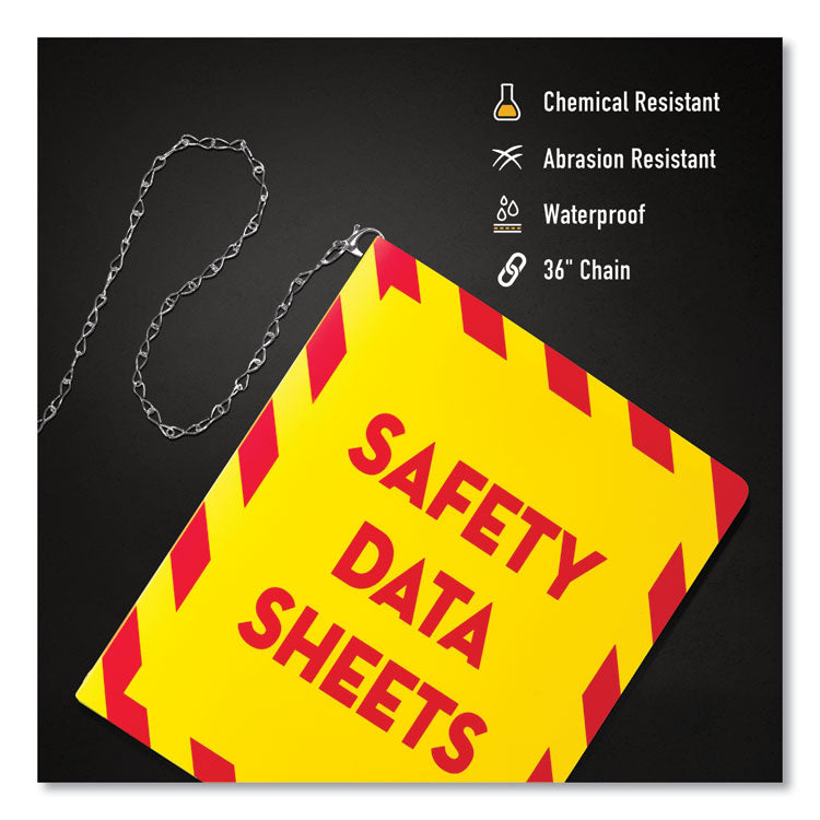 UltraDuty Safety Data Sheet Binders with Chain, 3 Rings, 2" Capacity, 11 x 8.5, Yellow/Red 2