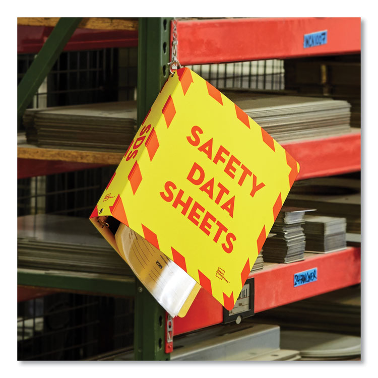 UltraDuty Safety Data Sheet Binders with Chain, 3 Rings, 2" Capacity, 11 x 8.5, Yellow/Red 4