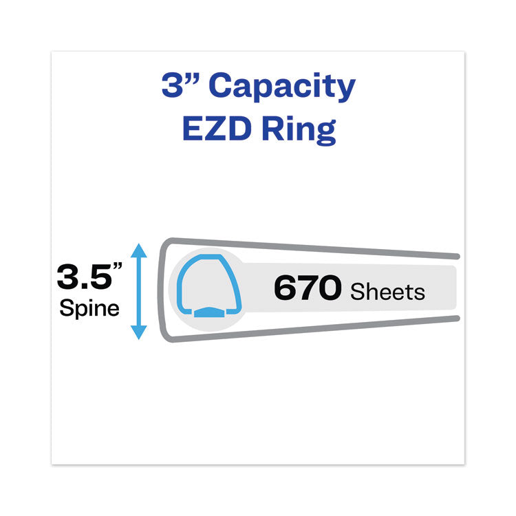 Heavy-Duty View Binder With Durahinge And Locking One Touch Ezd Rings, 3 Rings, 3" Capacity, 11 X 8.5, White 2