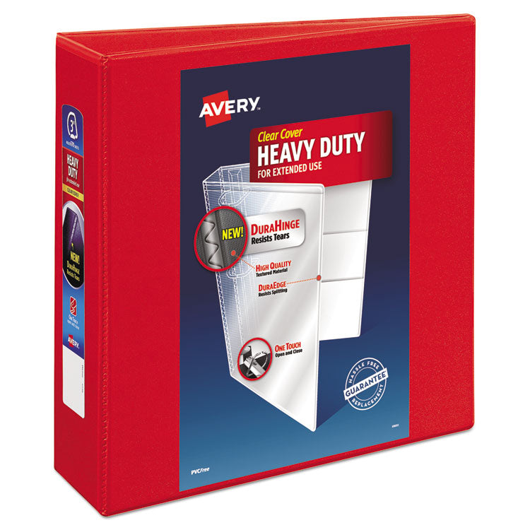 Heavy-Duty View Binder With Durahinge And Locking One Touch Ezd Rings, 3 Rings, 3" Capacity, 11 X 8.5, Red 1