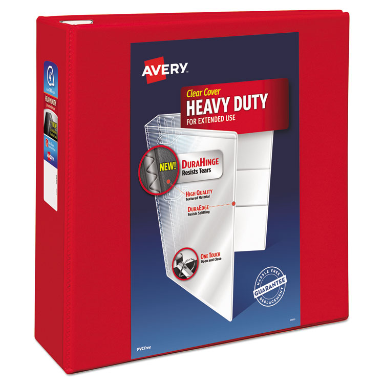 Heavy-Duty View Binder With Durahinge And Locking One Touch Ezd Rings, 3 Rings, 4" Capacity, 11 X 8.5, Red 1