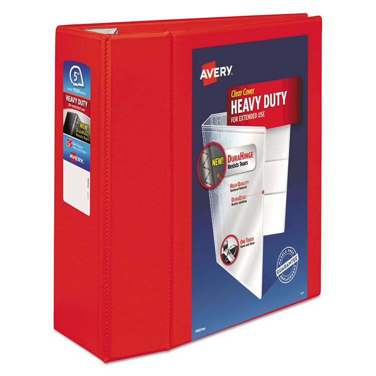 Heavy-Duty View Binder With Durahinge And Locking One Touch Ezd Rings, 3 Rings, 5" Capacity, 11 X 8.5, Red 1