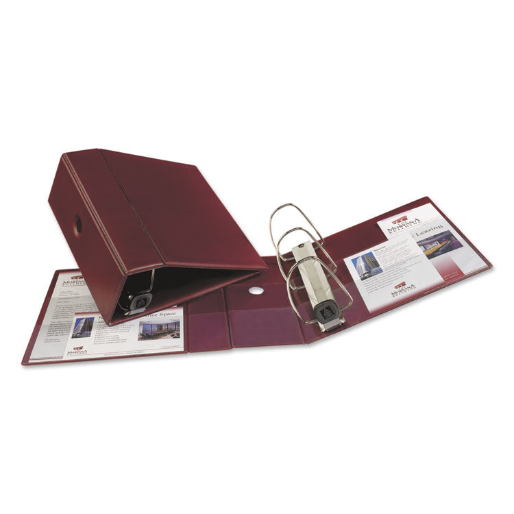 Heavy-Duty Non-View Binder With Durahinge, Three Locking One Touch Ezd Rings And Thumb Notch, 5" Capacity, 11 X 8.5, Maroon 2