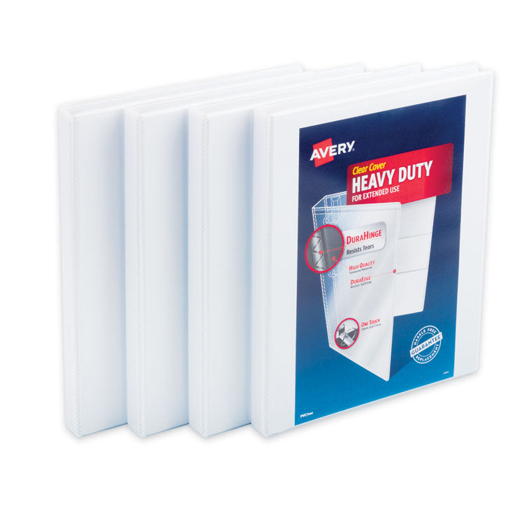 Heavy-Duty Non Stick View Binder With Durahinge And Slant Rings, 3 Rings, 0.5" Capacity, 11 X 8.5, White, 4/pack 1