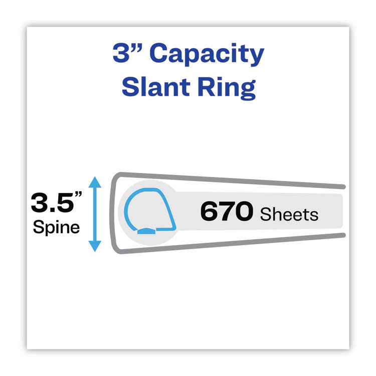 Heavy-Duty Non Stick View Binder With Durahinge And Slant Rings, 3 Rings, 3" Capacity, 11 X 8.5, White, 2/pack 2