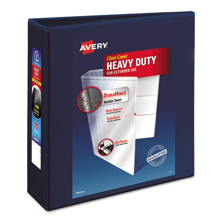 Heavy-Duty View Binder With Durahinge And Locking One Touch Ezd Rings, 3 Rings, 3" Capacity, 11 X 8.5, Navy Blue 1