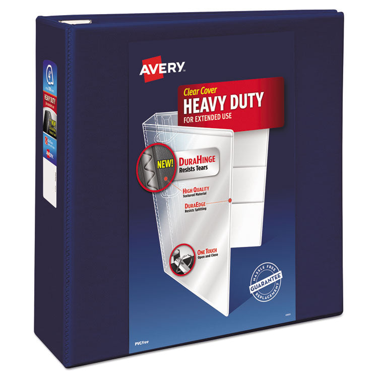 Heavy-Duty View Binder With Durahinge And Locking One Touch Ezd Rings, 3 Rings, 4" Capacity, 11 X 8.5, Navy Blue 1